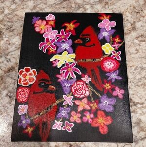 Floral Cardinal Canvas Art 8x10